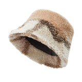US Stock Women's Plush Bucket Hat UPF 50+ Antistatic Fleece Warm Caps