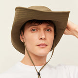 US Stock Unisex Extra Large Brim Sun Bucket Hat with Adjustable Windproof Rope
