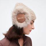 Winter Warm Knit Beanie Cap with Plush Ear Muffs Cuffed Plain Skull Hat