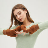 Winter Warm Gloves Fingerless Thermal Insulation Warm Convertible Mittens Flap Cover