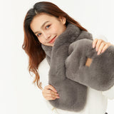 US Stock Faux Rabbit Fur Scarf for Women Winter Warm Scarves