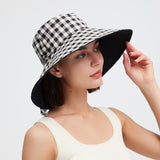 Women's Reversible Bucket Hat with Belt Wide Brim Waterproof Sun Cap UPF50+