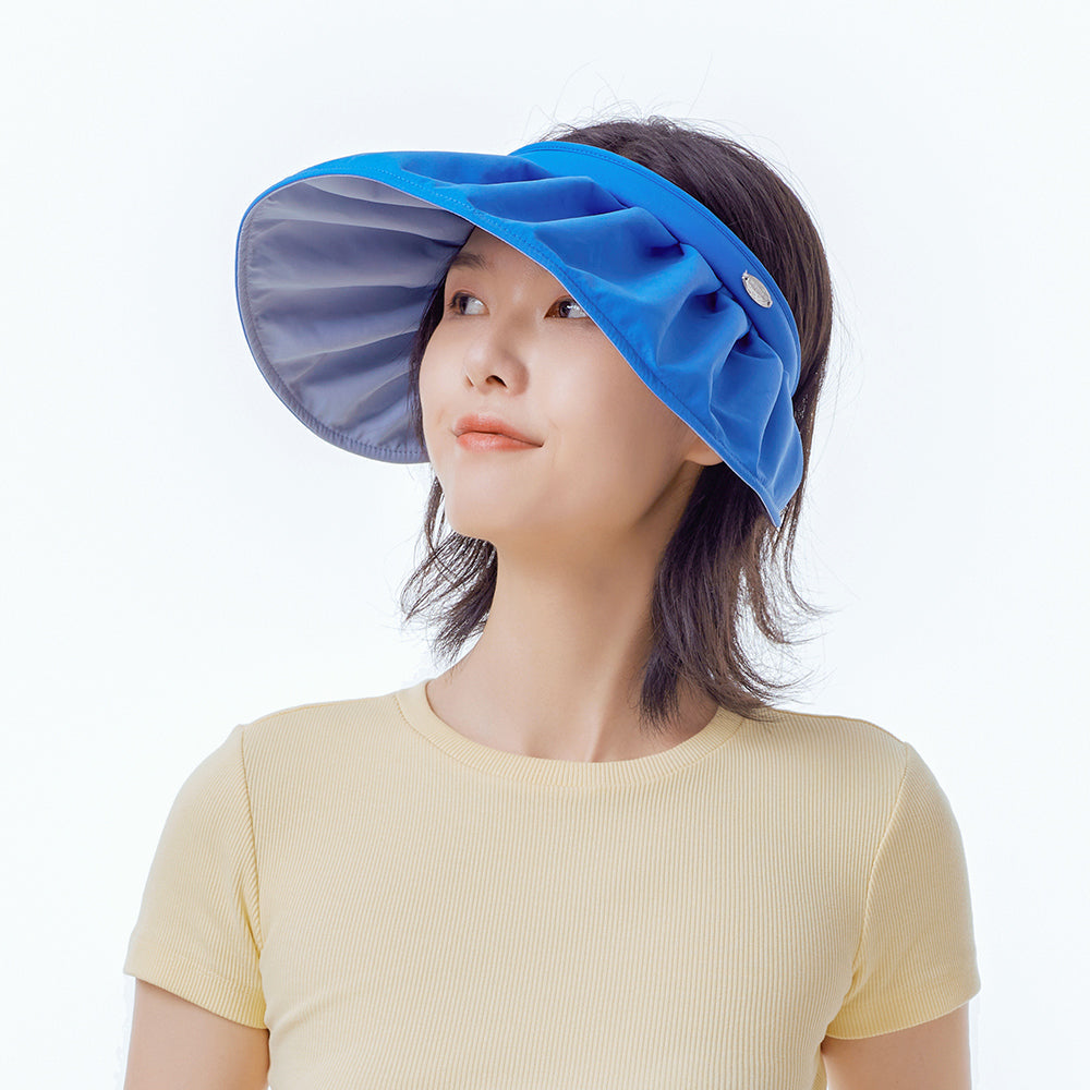 Japan Stock Sun Protection Wide Brim Foldable Hats Roll-Up Headband Visor UPF 50+