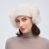 Winter Warm Knit Beanie Cap with Plush Ear Muffs Cuffed Plain Skull Hat