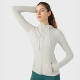 US Stock Workout Hooded Jackets for Women Athletic Sweatshirt with Thumbholes