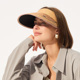 Reversible Straw Visor Hat Roll Up Foldable Double-Sided Sun Protection Cap UPF 2000+