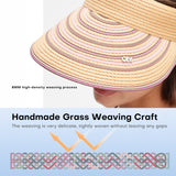 Reversible Straw Visor Hat Roll Up Foldable Double-Sided Sun Protection Cap UPF 2000+