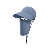 US Stock Wide Brim Baseball Cap with Removeable Face Cover UPF 50+