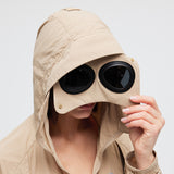 Sun Protection Hoodie Jacket with Detachable UV400 Sunglasses Unisex Oversized Casual Coat UPF50+