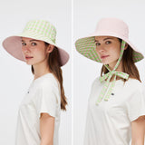 Women's Reversible Bucket Hat with Belt Wide Brim Waterproof Sun Cap UPF50+
