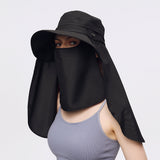 US Stock Unisex Sun Protection Fishing Hat with Face Neck Cover Flap Hiking Cap UPF 50+