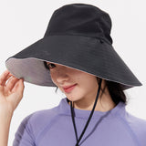 Women's Reversible Wide Brim Bucket Hat UPF 50+ Anti-UV Sun Protection Cap