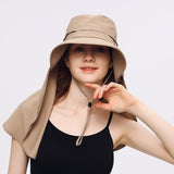US Stock Unisex Sun Protection Fishing Hat with Face Neck Cover Flap Hiking Cap UPF 50+