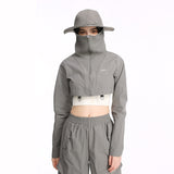 Women's Sun Protection Jackets with Bucket Hat Cap UPF 50+ Outdoor Coat Lightweight Hooded