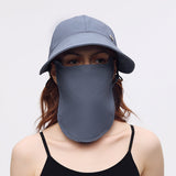 US Stock Wide Brim Baseball Cap with Removeable Face Cover UPF 50+