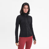 US Stock Workout Hooded Jackets for Women Athletic Sweatshirt with Thumbholes