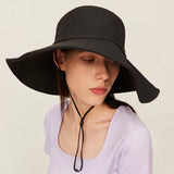US Stock Unisex Extra Large Brim Sun Bucket Hat with Adjustable Windproof Rope