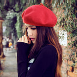 Women's French Beret Hat Solid Color Artist Hat Winter Warm Cap Beanie Cap
