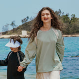 Unisex Long Sleeve Pullover UPF50+ Anti-Chlorine Fabric Loose Casual Tops