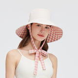 Women's Reversible Bucket Hat with Belt Wide Brim Waterproof Sun Cap UPF50+
