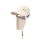 Wide Brim Baseball Cap with Removeable Face Cover Sun Protective Hat UPF 50+