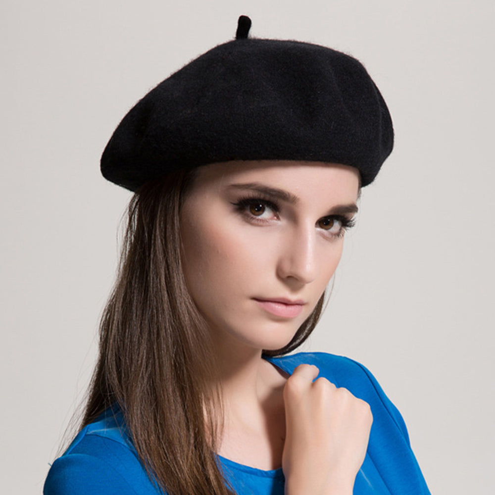 Women's French Beret Hat Solid Color Artist Hat Winter Warm Cap Beanie Cap