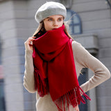 Women's Soft Scarf Winter Warm Large Blanket Dual-sided Plaid Wrap Shawl Scarves