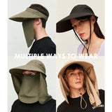 Unisex Sun Protection Fishing Hat with Face Neck Cover Flap Hiking Cap UPF 50+