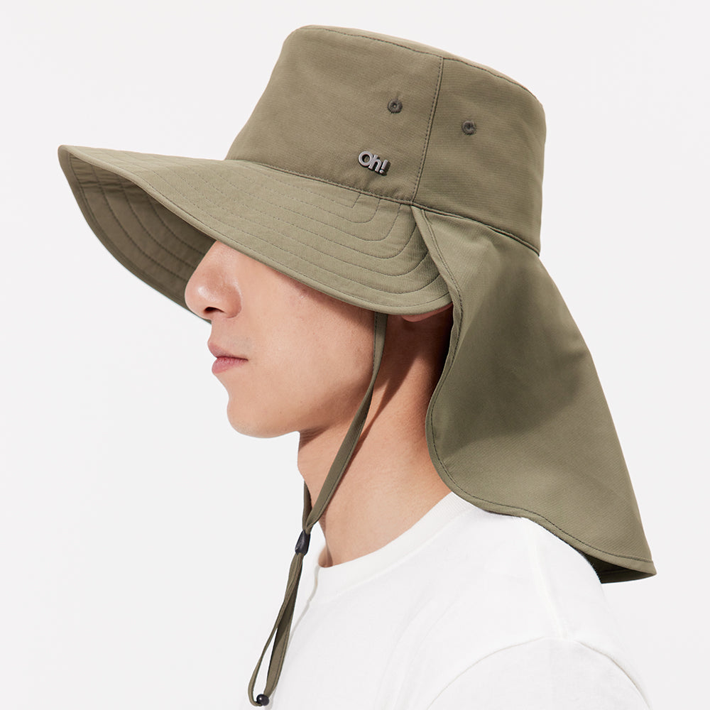 Unisex Wide Brim Sun Protection Bucket Hat with Neck Flap UPF 50+