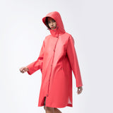 display of red waterproof long coat