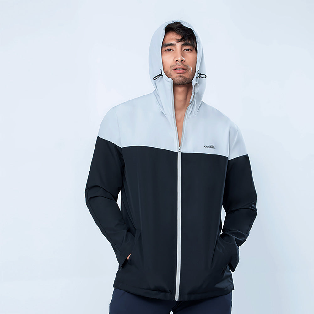 Men's Zip-Up Sun Protection Patchwork Hoodie with Pockets UPF50+