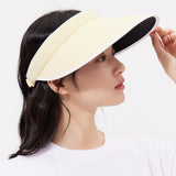 Wide Brim Sun Visor Hat UPF50+ Sun Protection Empty Top Cap