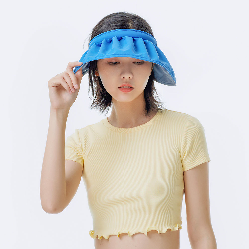 Sun Protection Wide Brim Foldable Hats Roll-Up Headband Visor UPF 50+