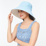 Women's Large Brim UV Protection  Reversible Double-Side-Wear Bucket Hat UPF 50+