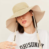 Women's Sun Hat Large Brim Bucket Hat Removable Belt