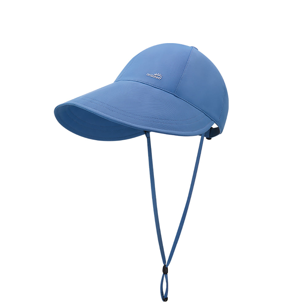 US Stock Wide Brim Baseball Cap with Adjustable Chin Rope Sun Protective UPF 50+