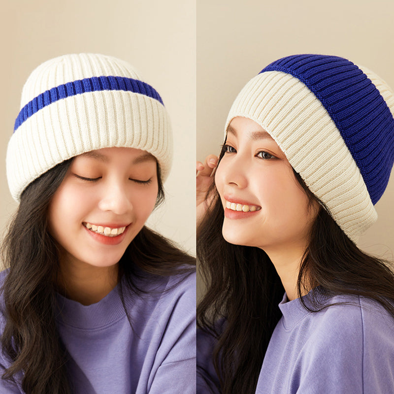 Women's Winter Contract Color Heated Knit Hat