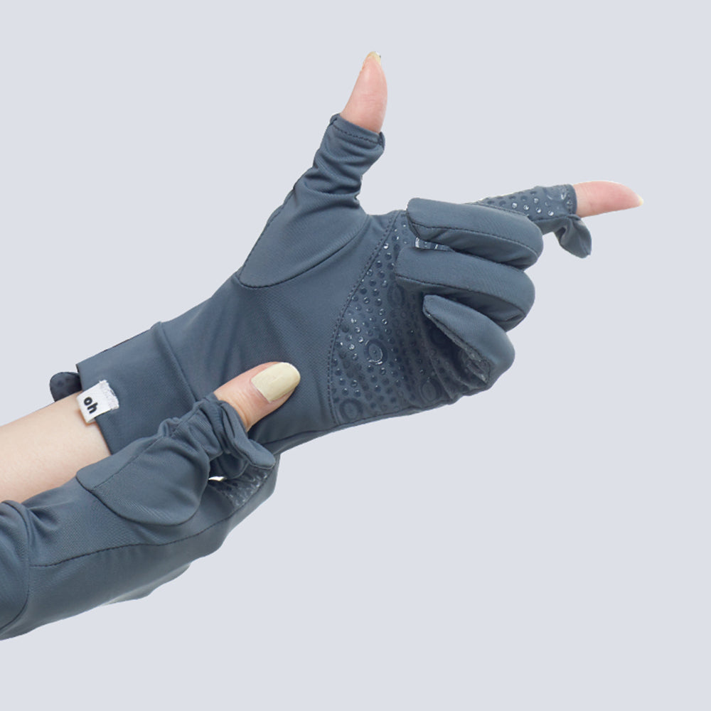 Women's Summer Anti-Ultraviolet Thin Section Breathable Non-Slip Outdoor Cycling Full-Finger Short Gloves