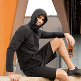 Men's Sun Protection Zip-Up Hoodie with Face Protect UPF50+