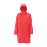 red waterproof long coat