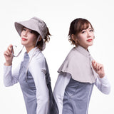 Women's Wide Brim UV Protection Shoulder Cover Visor Cap UPF 50+