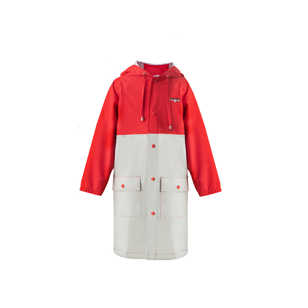 Red Two-tone Rainproof Coat