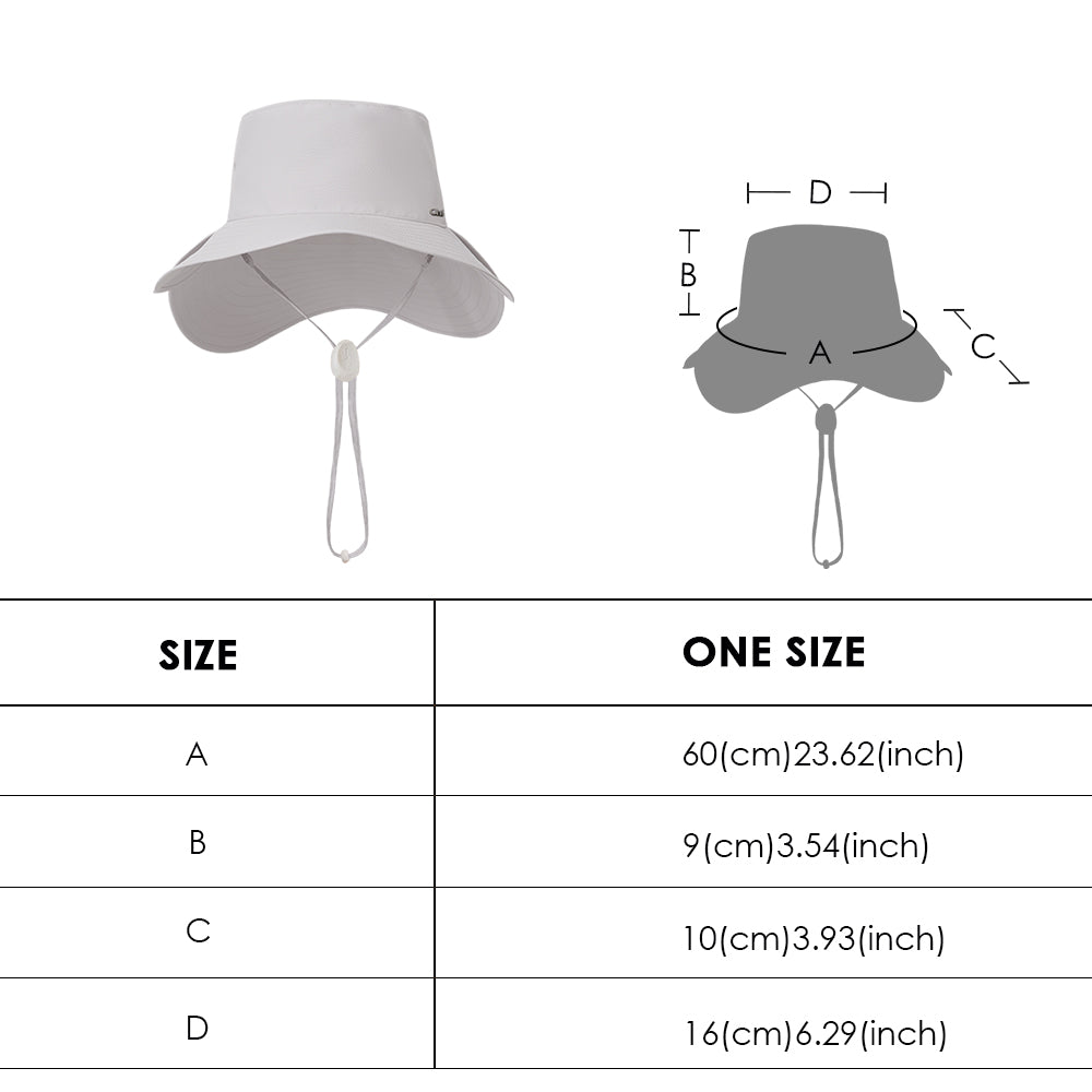 Unisex Wide Brim Sun Protection Bucket Hat with Neck Flap UPF 50+ Fis –  OHSUNNY