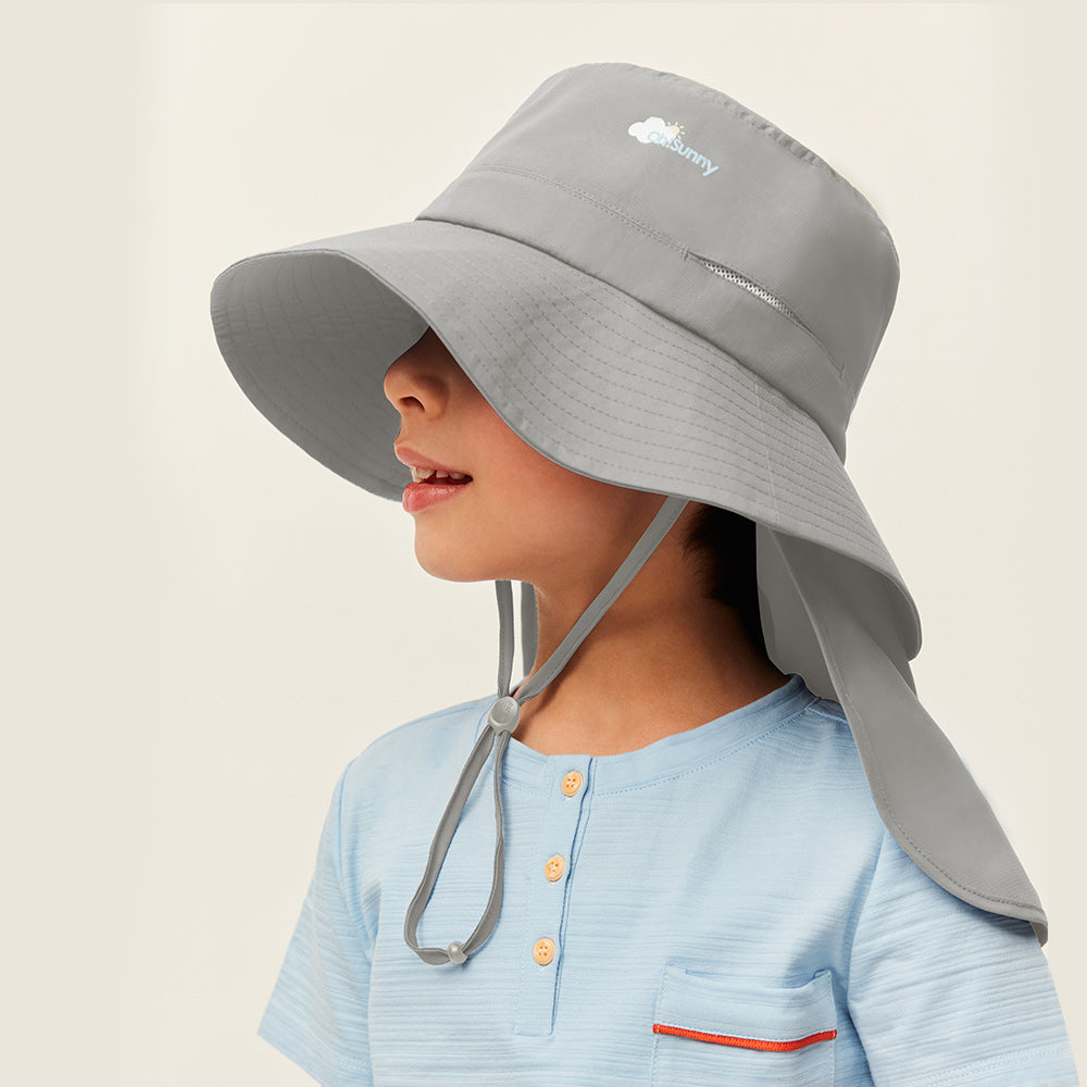Kid's Sun-protective Bucket Hat with Neck Flap UPF 50+