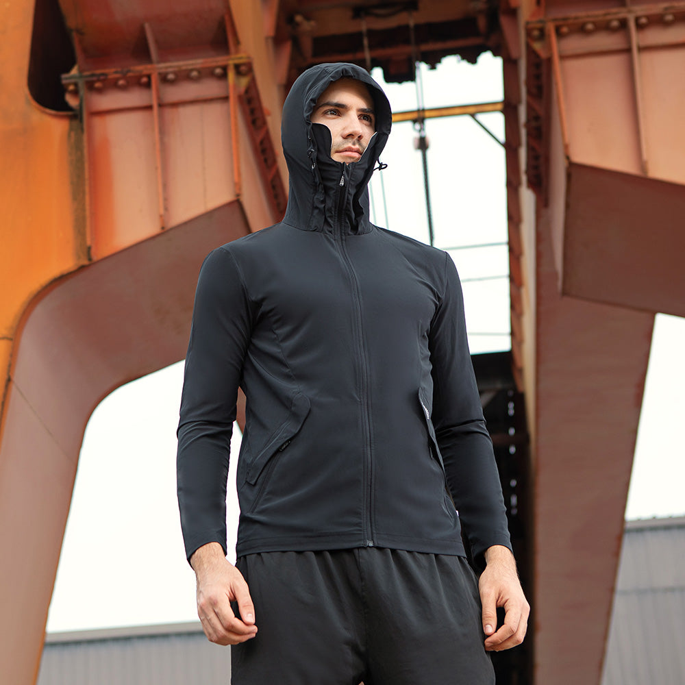 Men's Sun Protection Zip-Up Hoodie with Face Protect UPF50+