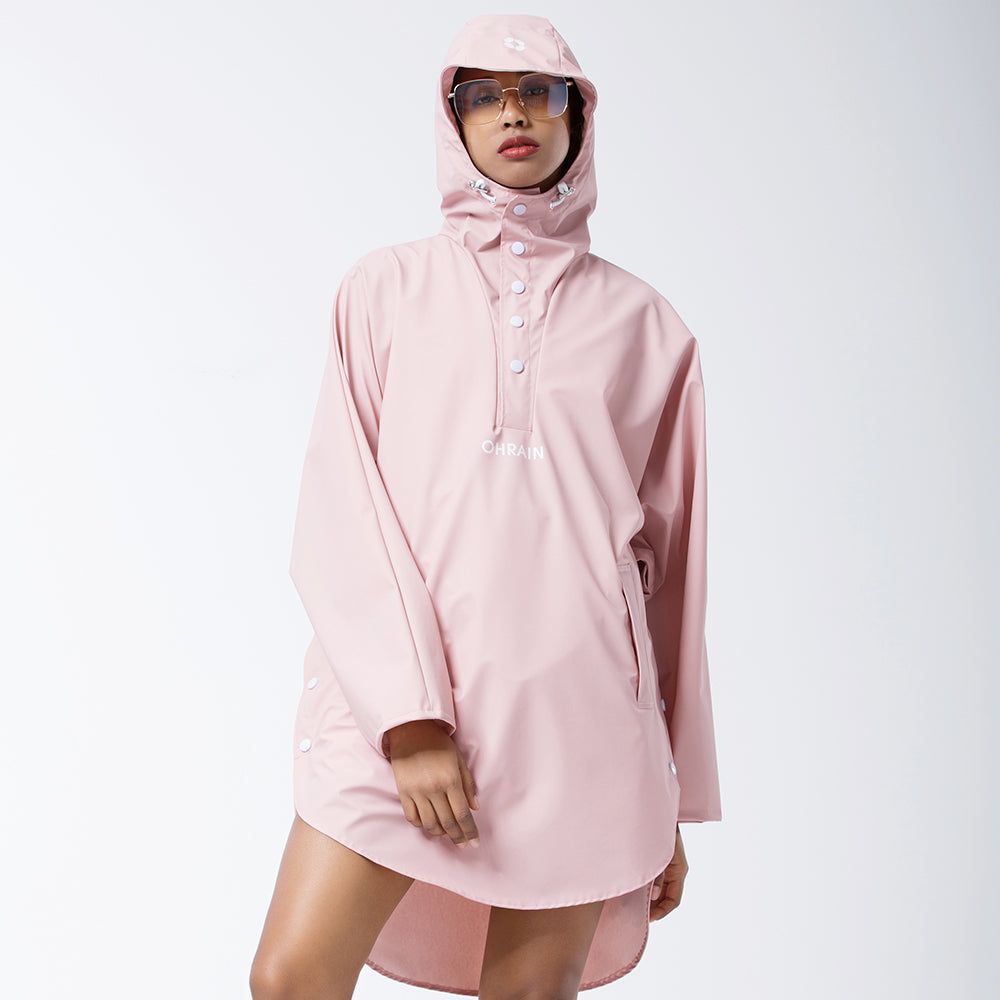 display of the pink ultra light rain-proof wind coat