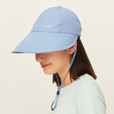 US Stock Wide Brim Baseball Cap with Adjustable Chin Rope Sun Protective UPF 50+