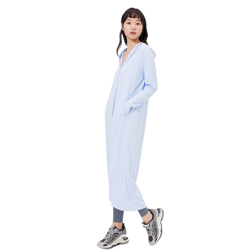 Women's Long Sleeve Hoodide Coat UPF 50+ UV Protection Extra Long Trench