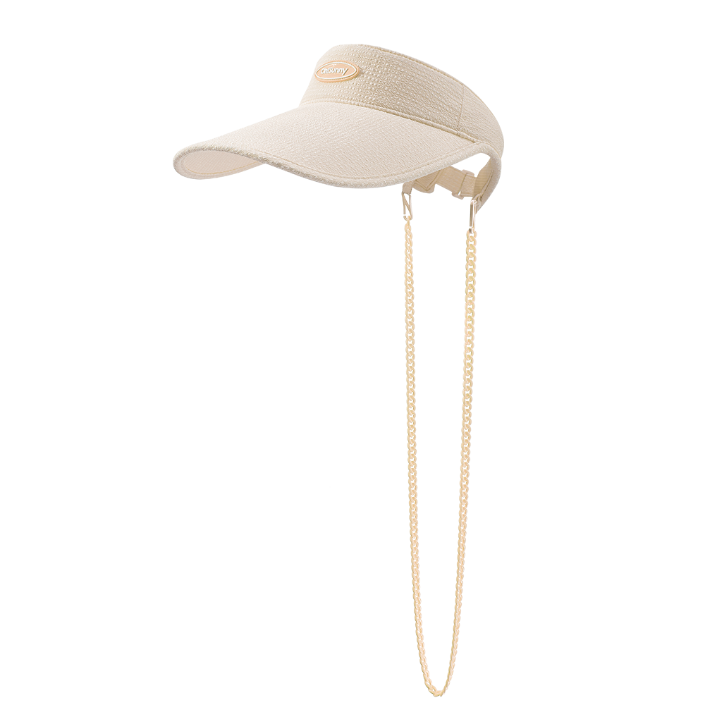 Wide Brim Sun Visor Cap with Ornament Chain UPF 50+ Sun Protection Hat