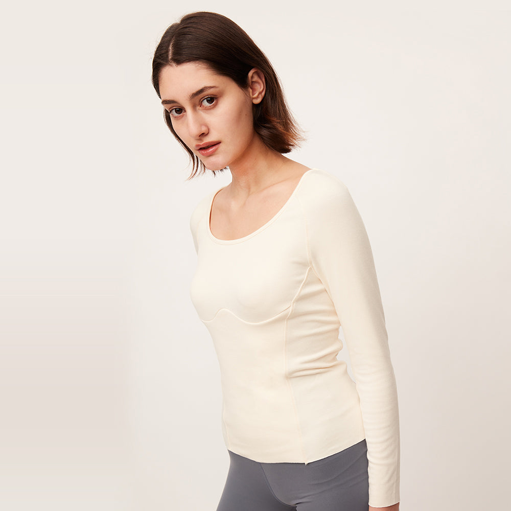 Women's Square Collar Long Sleeve Slim Fit Knit Pullovers  Tops Shirt